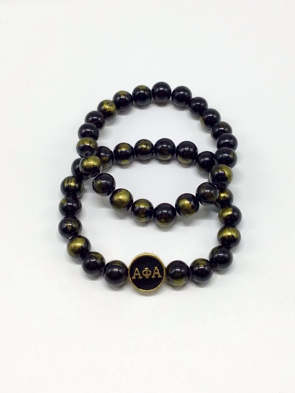 Alpha Phi Alpha Gold and Black Beaded Bracelet Set
